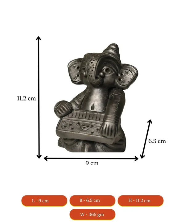 Black Terracotta Ganesh: Harmonium Tabletop Decor — image 5
