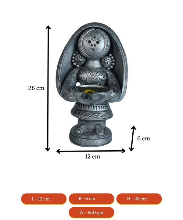 Black Terracotta Women with Diya Home Decor Masterpiece — image 7