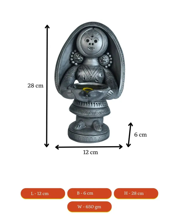 Black Terracotta Women with Diya Home Decor Masterpiece — image 7