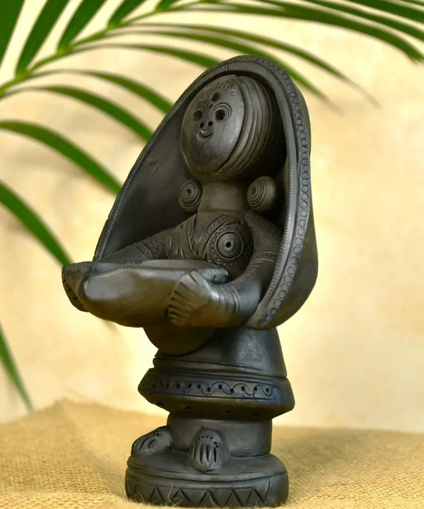 Black Terracotta Women with Diya Home Decor Masterpiece — image 3