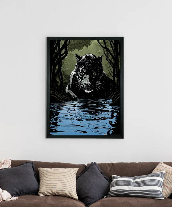 Sowpeace Harmony: Find Your Handcrafted Abstract Black Panther – Premium Indian-Inspired Canvas Art for Stylish and Elegant Interiors — image 2