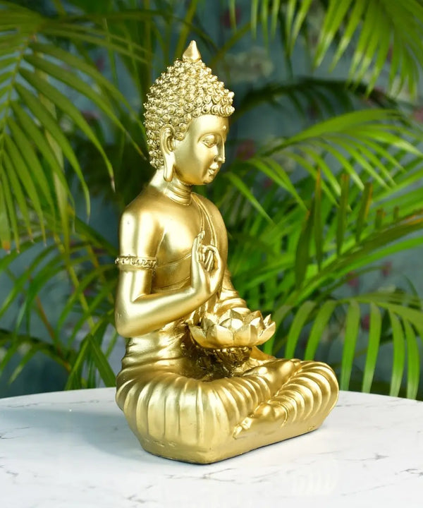 Buddha Figurine with Lotus | Sowpeace Indian Home Decor - Unique Artisan Craft — image 6