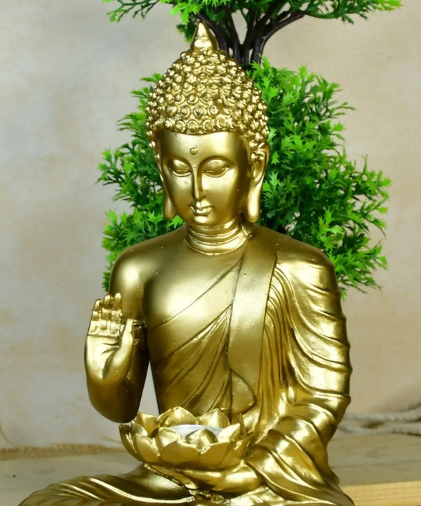 Buddha Figurine with Lotus | Sowpeace Indian Home Decor - Unique Artisan Craft — image 5
