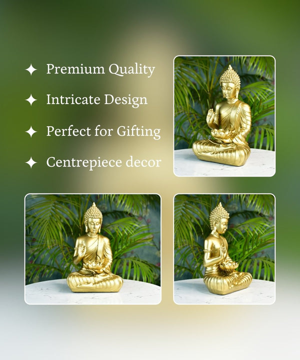Buddha Figurine with Lotus | Sowpeace Indian Home Decor - Unique Artisan Craft — image 4