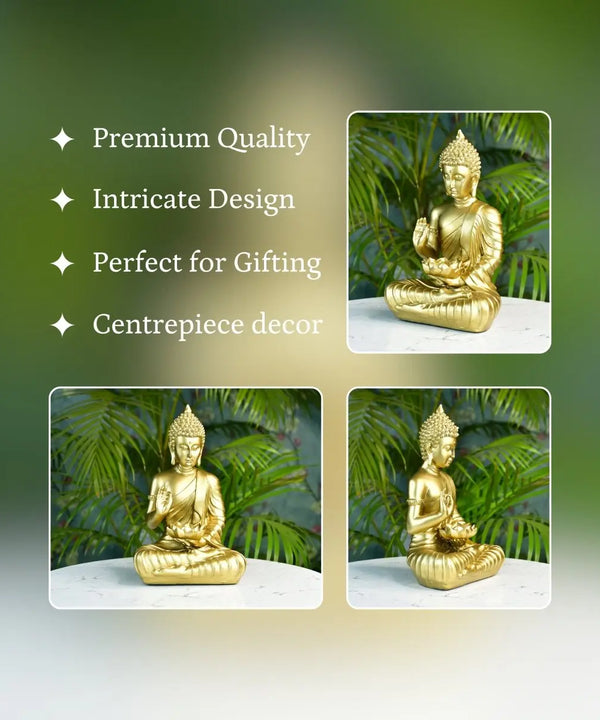 Buddha Figurine with Lotus | Sowpeace Indian Home Decor - Unique Artisan Craft — image 4