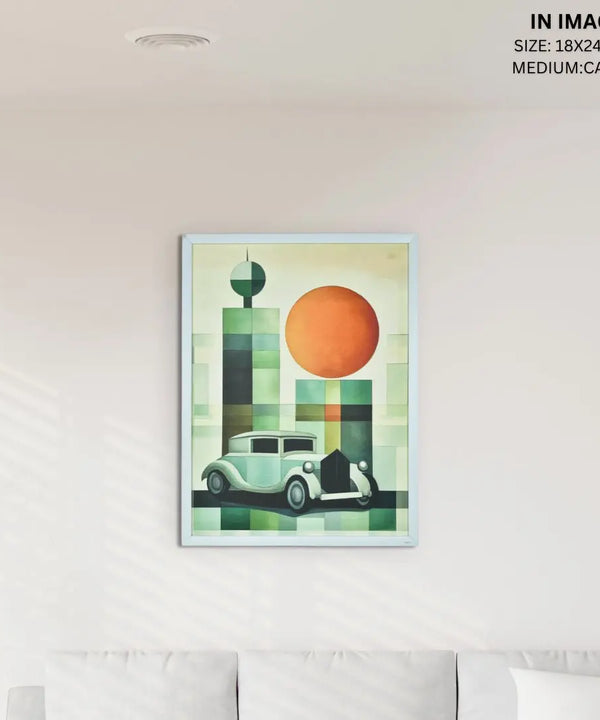 Sowpeace's Handcrafted Geometric Car Watercolor Art – Premium Indian-Inspired Canvas Wall Print for Stylish Home Decor — image 5