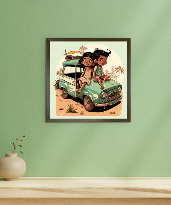 Sowpeace's Handcrafted Indian Village Cartoon Wall Art – Premium Canvas Decor Inspired by Traditional Artforms — image 3