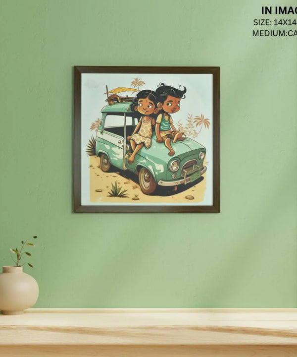 Sowpeace's Handcrafted Indian Village Cartoon Wall Art – Premium Canvas Decor Inspired by Traditional Artforms — image 5