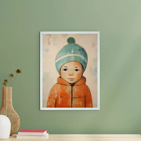 Chilled Dreams: Sowpeace's Premium Abstract Winter Boy Canvas – Handcrafted Indian-Inspired Art for Stylish Winter Home Interiors