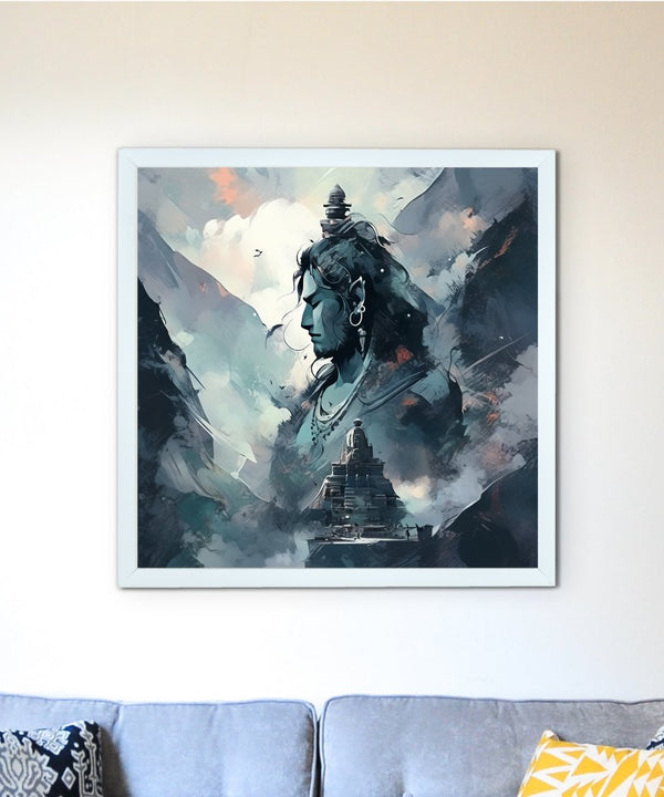 Sowpeace's Handcrafted Masterpiece Lord Shiva Art – Premium Indian-Inspired Canvas Wall Print for Spiritual and Elegant Home Decor — main view