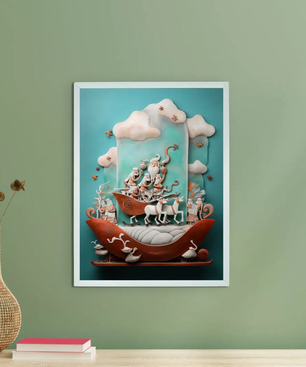 Santa Remixed: Premium Sowpeace Wall Art Prints – Handcrafted Indian-Inspired Canvas for Festive and Modern Home Decor — main view