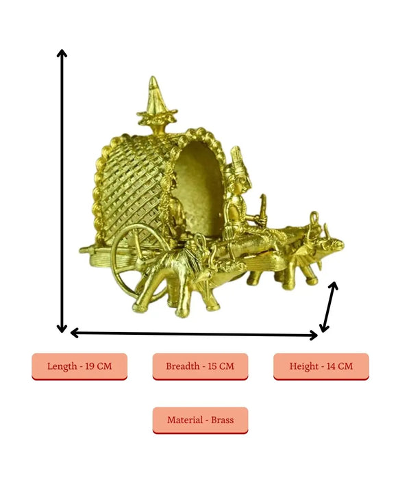 Dhokra art Brass Decor Cow Cart — image 4
