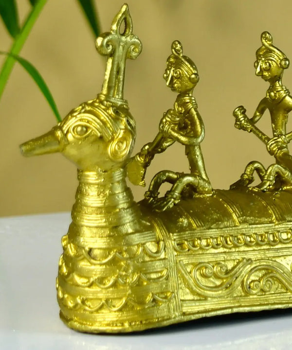Dhokra Boat: Artisan Brass Tabletop Decor of Ancient Times. — image 2
