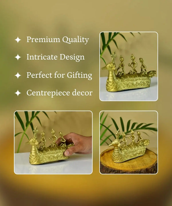 Dhokra Boat: Artisan Brass Tabletop Decor of Ancient Times. — image 3