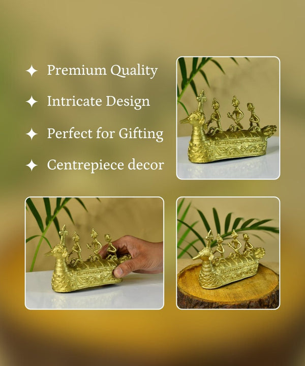 Dhokra Boat: Artisan Brass Tabletop Decor of Ancient Times. — image 3
