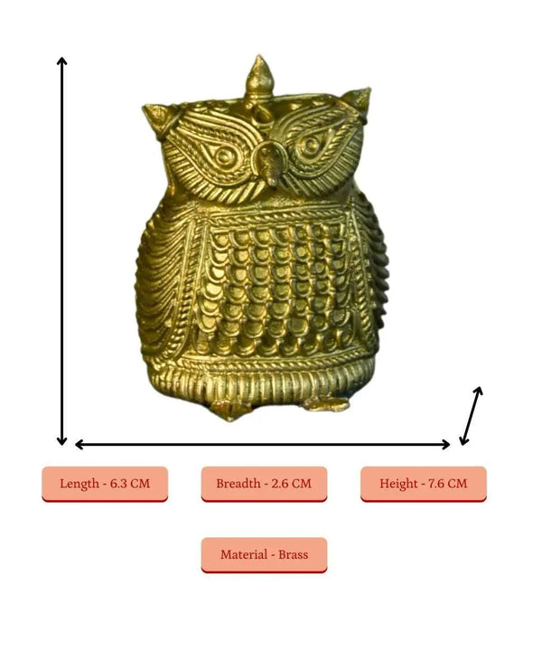 Dhokra Owl Brass Tabletop: Artisan Home Decor Masterpiece — image 4