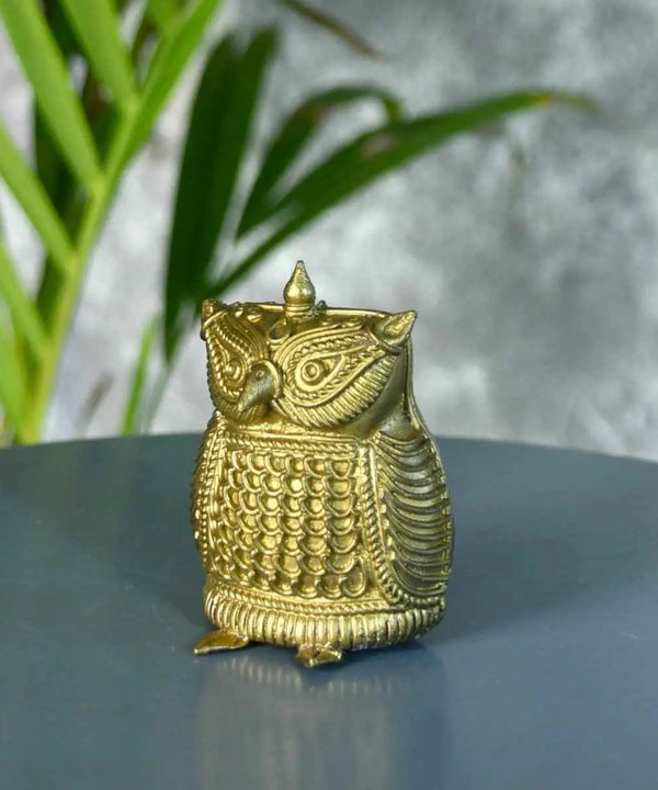Dhokra Owl Brass Tabletop: Artisan Home Decor Masterpiece — image 6