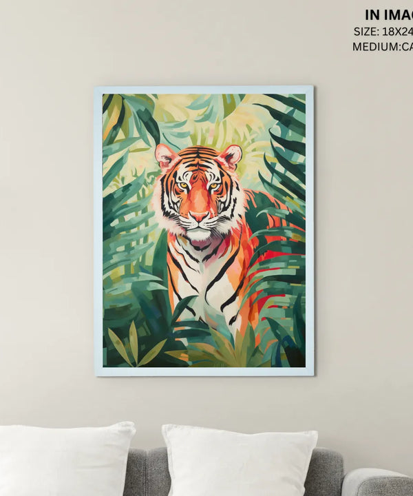 Sowpeace Harmony: Find Your Handcrafted Abstract Tiger – Premium Indian-Inspired Canvas Art for Stylish Home Interiors — image 5