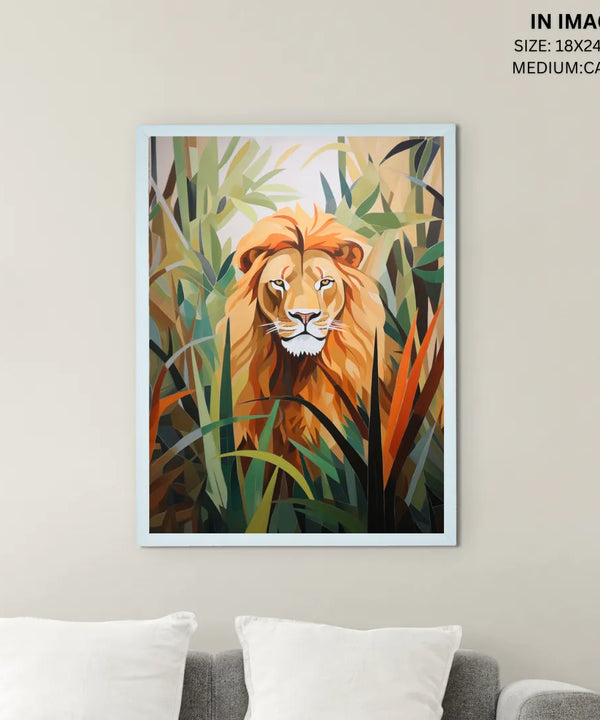 Sowpeace Harmony: Find Your Handcrafted Abstract Lion – Premium Indian-Inspired Canvas Art for Modern Home Decoration — image 5