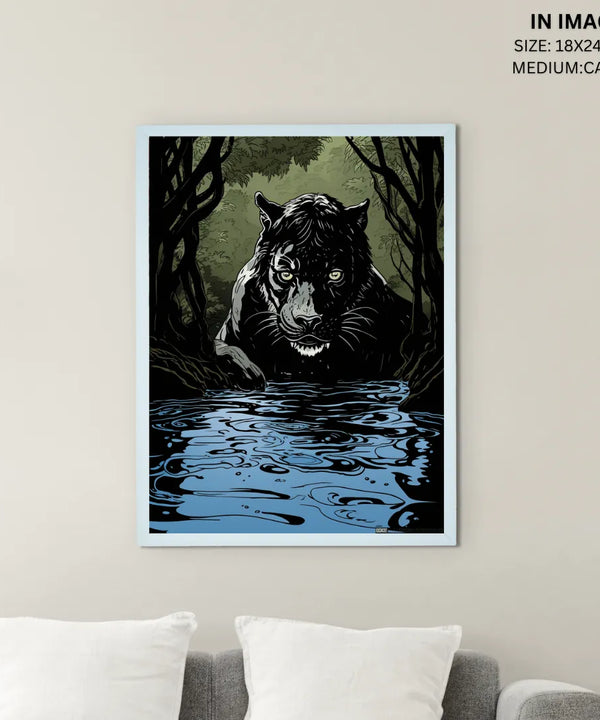 Sowpeace Harmony: Find Your Handcrafted Abstract Black Panther – Premium Indian-Inspired Canvas Art for Stylish and Elegant Interiors — image 5