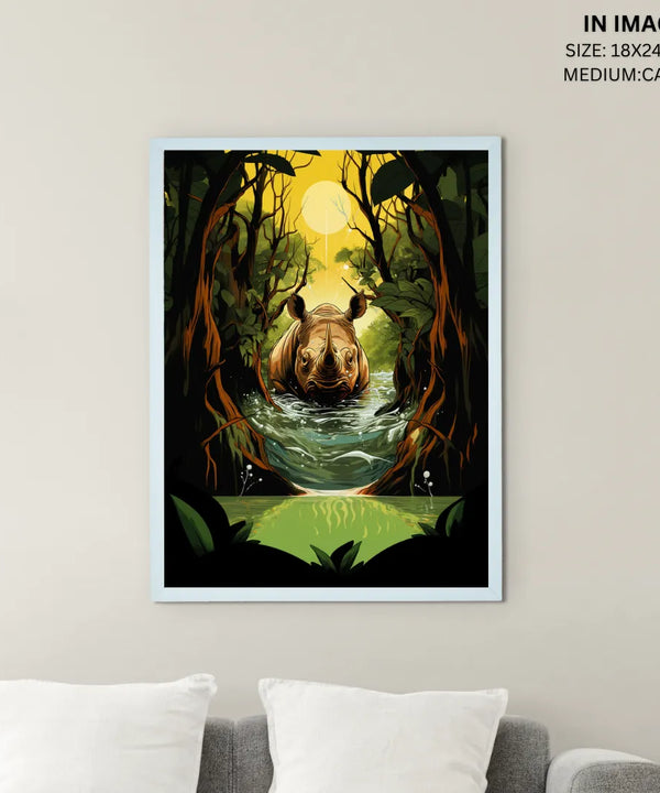 Sowpeace Harmony: Find Your Handcrafted Abstract Rhino – Premium Indian-Inspired Canvas Art for Elegant Home Interiors — image 5