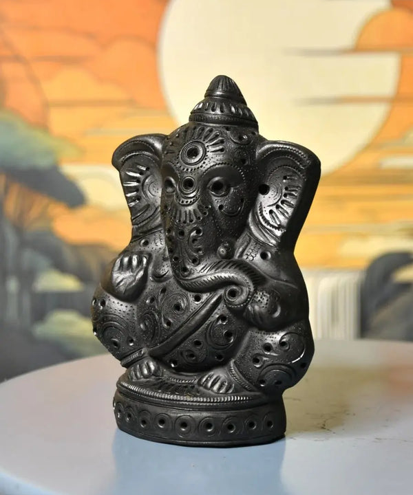 Divine Blessing: Unique Black Terracotta Ganesh Home Decor — image 4