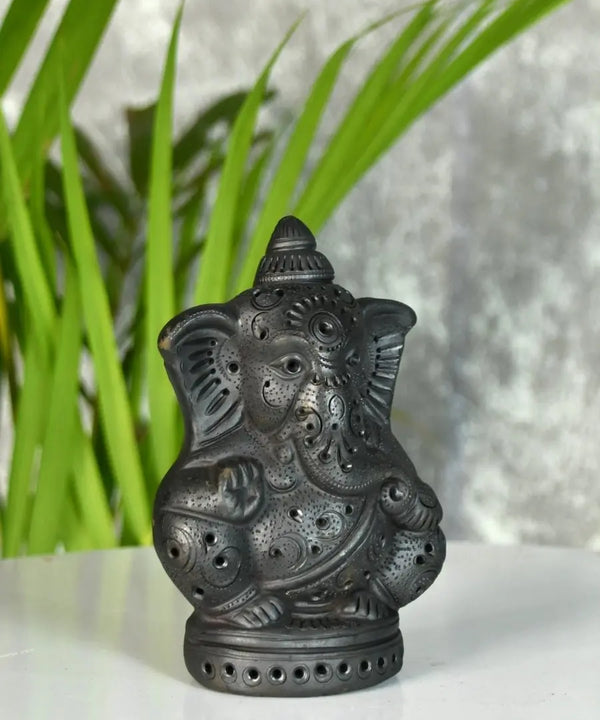 Divine Blessing: Unique Black Terracotta Ganesh Home Decor — image 3