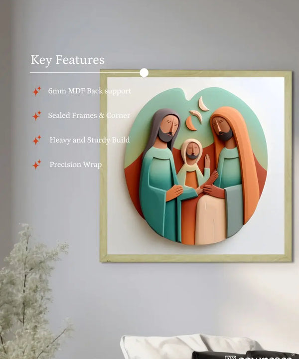Divine Harmony: Sowpeace Abstract Jesus Family Canvas – Premium Indian-Inspired Wall Art for Elegant and Faithful Home Decoration — image 6