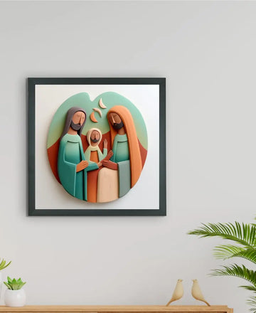 Divine Harmony: Sowpeace Abstract Jesus Family Canvas – Premium Indian-Inspired Wall Art for Elegant and Faithful Home Decoration — alternate view