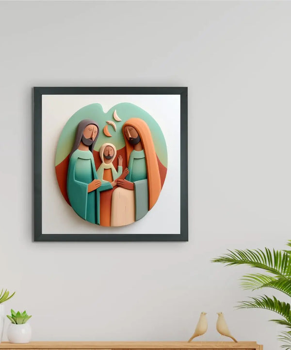 Divine Harmony: Sowpeace Abstract Jesus Family Canvas – Premium Indian-Inspired Wall Art for Elegant and Faithful Home Decoration — image 2