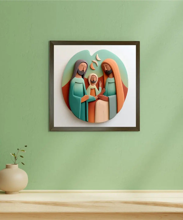 Divine Harmony: Sowpeace Abstract Jesus Family Canvas – Premium Indian-Inspired Wall Art for Elegant and Faithful Home Decoration — image 3
