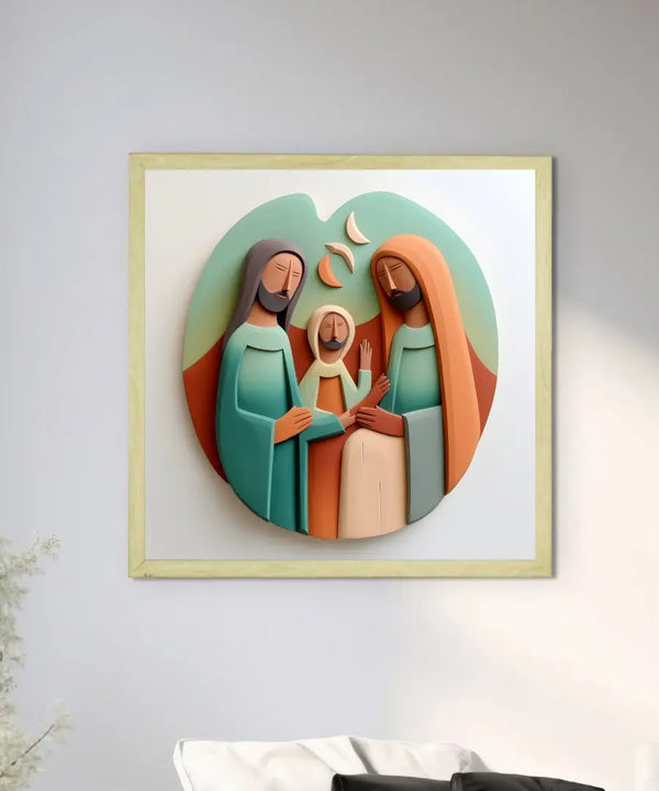 Divine Harmony: Sowpeace Abstract Jesus Family Canvas – Premium Indian-Inspired Wall Art for Elegant and Faithful Home Decoration — image 4