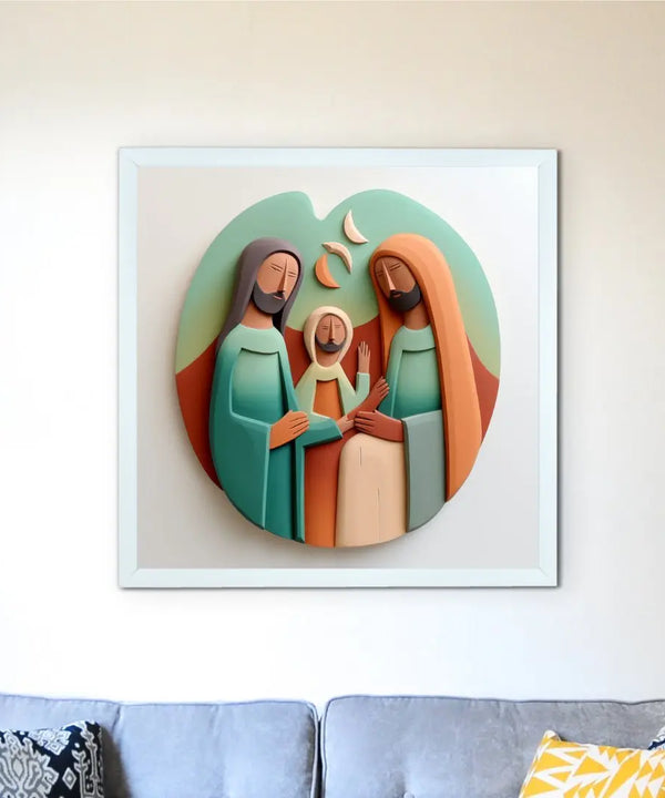Divine Harmony: Sowpeace Abstract Jesus Family Canvas – Premium Indian-Inspired Wall Art for Elegant and Faithful Home Decoration — main view