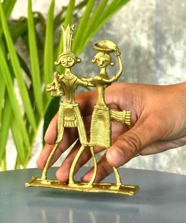 Dokra Couple: Brass Tabletop Artistry Decor — main view