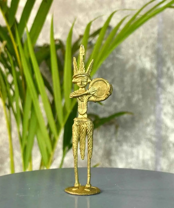 Dokra Drummer: Artisan Brass Tabletop Decor Masterpiece — image 2