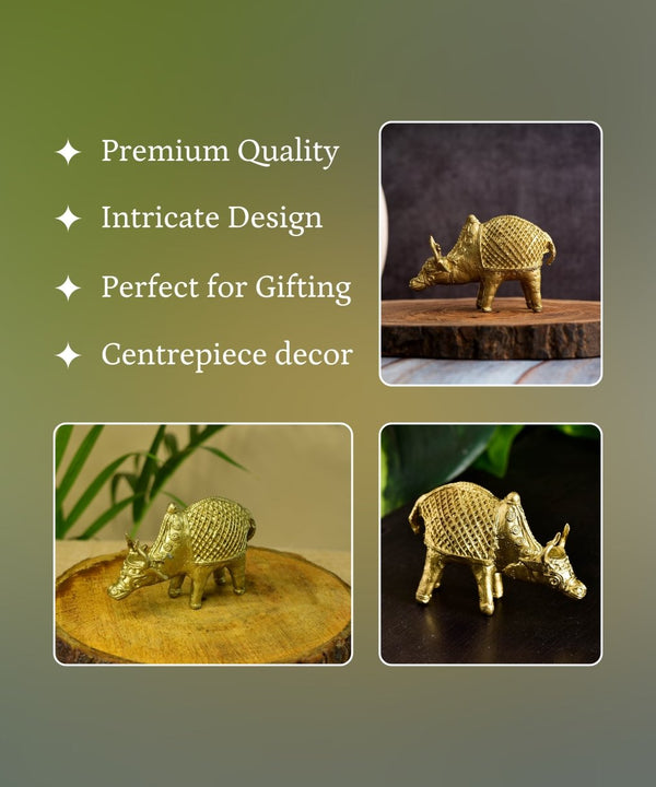 Dokra Ox: Brass Tabletop Masterpiece for Unique Home Decor — image 3