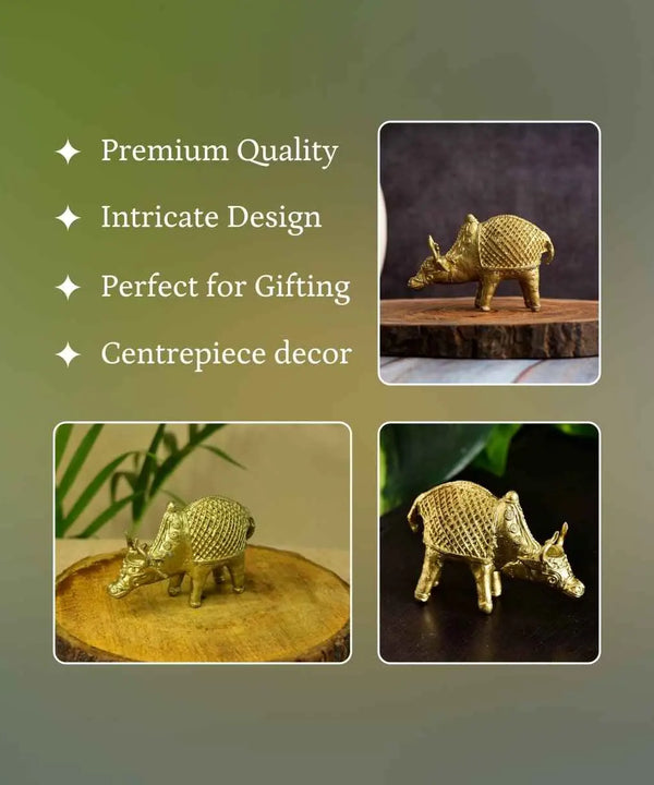 Dokra Ox: Brass Tabletop Masterpiece for Unique Home Decor — image 3