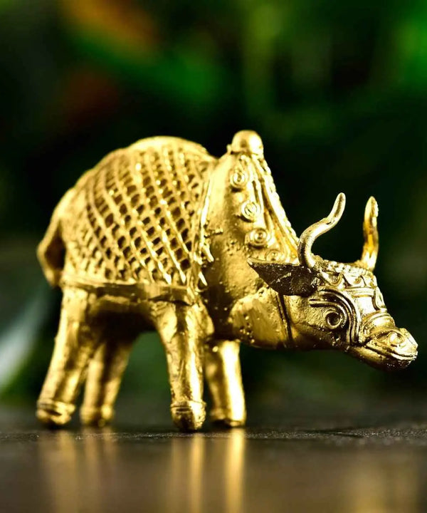 Dokra Ox: Brass Tabletop Masterpiece for Unique Home Decor — main view