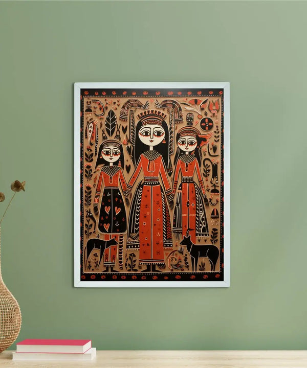 Empowering Generations: Sowpeace Handcrafted Wall Decor – Premium Indian-Inspired Canvas Art for Elegant Home Decoration — main view