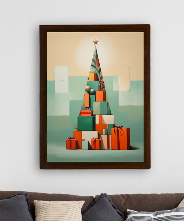 Festive Triangles: Sowpeace's Joyful Handcrafted Wall Art – Premium Indian-Inspired Canvas Prints for Stylish Holiday Decoration — image 3