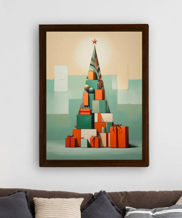 Festive Triangles: Sowpeace's Joyful Handcrafted Wall Art – Premium Indian-Inspired Canvas Prints for Stylish Holiday Decoration — image 3