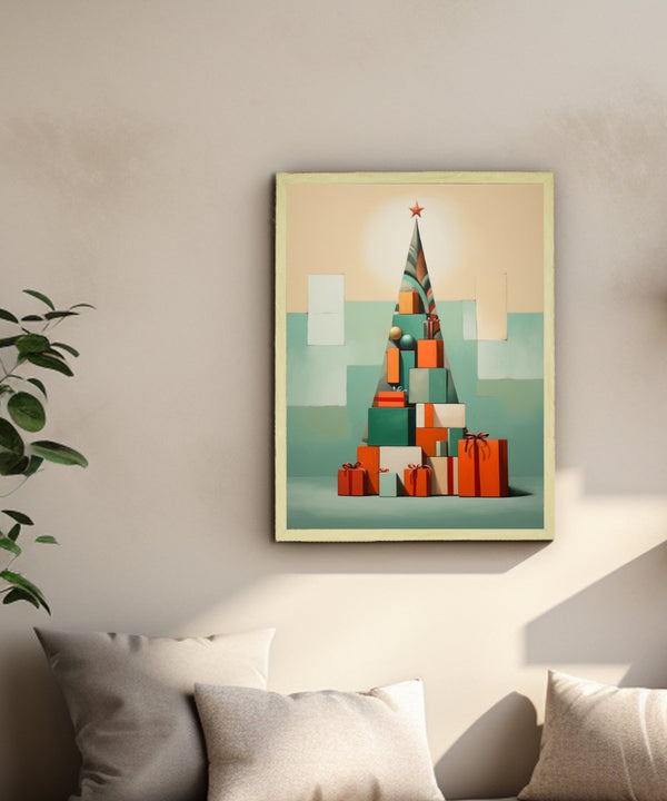 Festive Triangles: Sowpeace's Joyful Handcrafted Wall Art – Premium Indian-Inspired Canvas Prints for Stylish Holiday Decoration — image 4