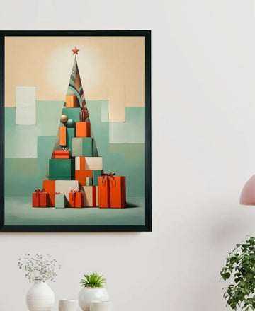 Festive Triangles: Sowpeace's Joyful Handcrafted Wall Art – Premium Indian-Inspired Canvas Prints for Stylish Holiday Decoration — alternate view