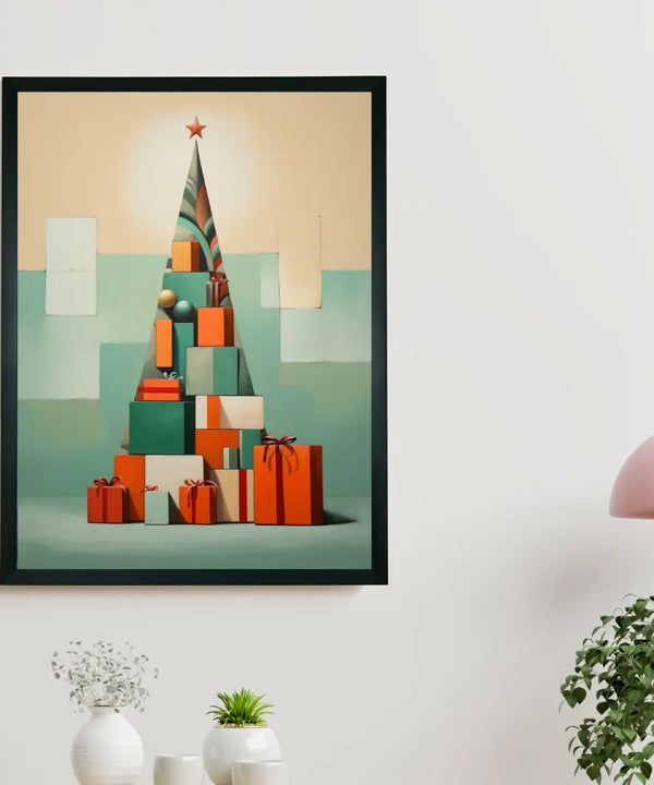 Festive Triangles: Sowpeace's Joyful Handcrafted Wall Art – Premium Indian-Inspired Canvas Prints for Stylish Holiday Decoration — image 2