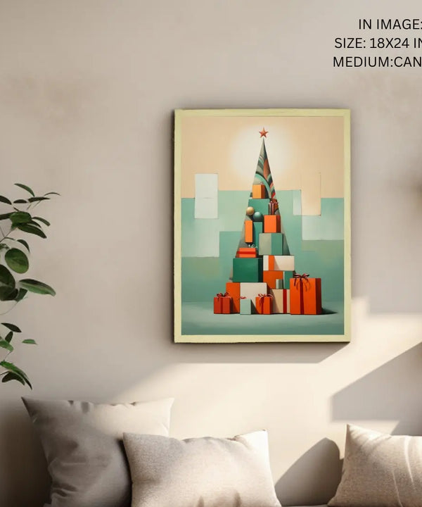 Festive Triangles: Sowpeace's Joyful Handcrafted Wall Art – Premium Indian-Inspired Canvas Prints for Stylish Holiday Decoration — image 6