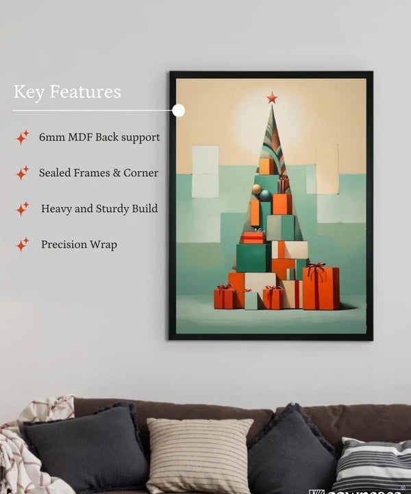 Festive Triangles: Sowpeace's Joyful Handcrafted Wall Art – Premium Indian-Inspired Canvas Prints for Stylish Holiday Decoration — image 5