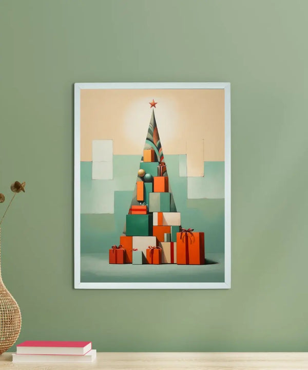 Festive Triangles: Sowpeace's Joyful Handcrafted Wall Art – Premium Indian-Inspired Canvas Prints for Stylish Holiday Decoration — main view