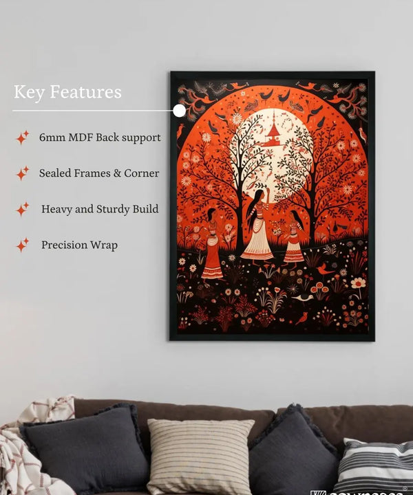 Find Your Sisterhood: Sowpeace Handcrafted Abstract Canvas – Premium Indian-Inspired Art for Elegant Home Decor — image 6