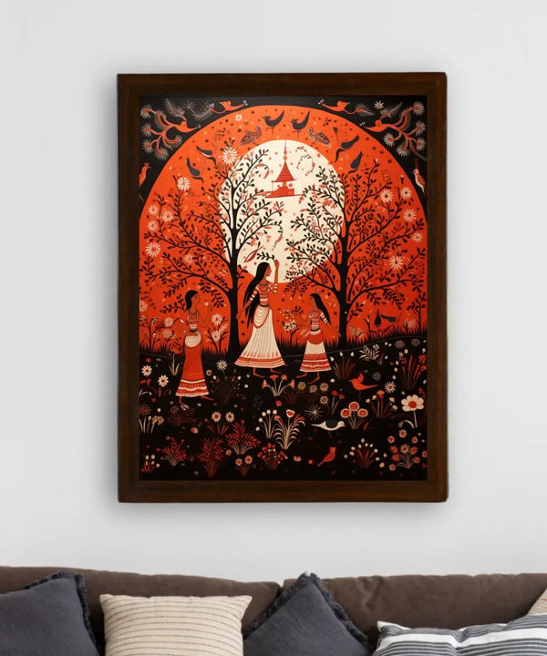 Find Your Sisterhood: Sowpeace Handcrafted Abstract Canvas – Premium Indian-Inspired Art for Elegant Home Decor — image 3