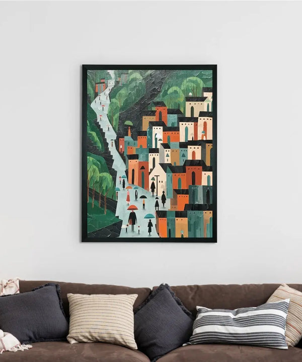 Sowpeace's Handcrafted Nordic Rainy Day Hills Canvas Art – Premium Indian-Inspired Wall Print for Elegant Modern Home Decor — main view